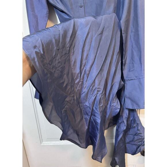 NWT Elliatt Anthropologie Moonlit Blue Silk Button Up Mini Dress Size Small - Picture 12 of 16
